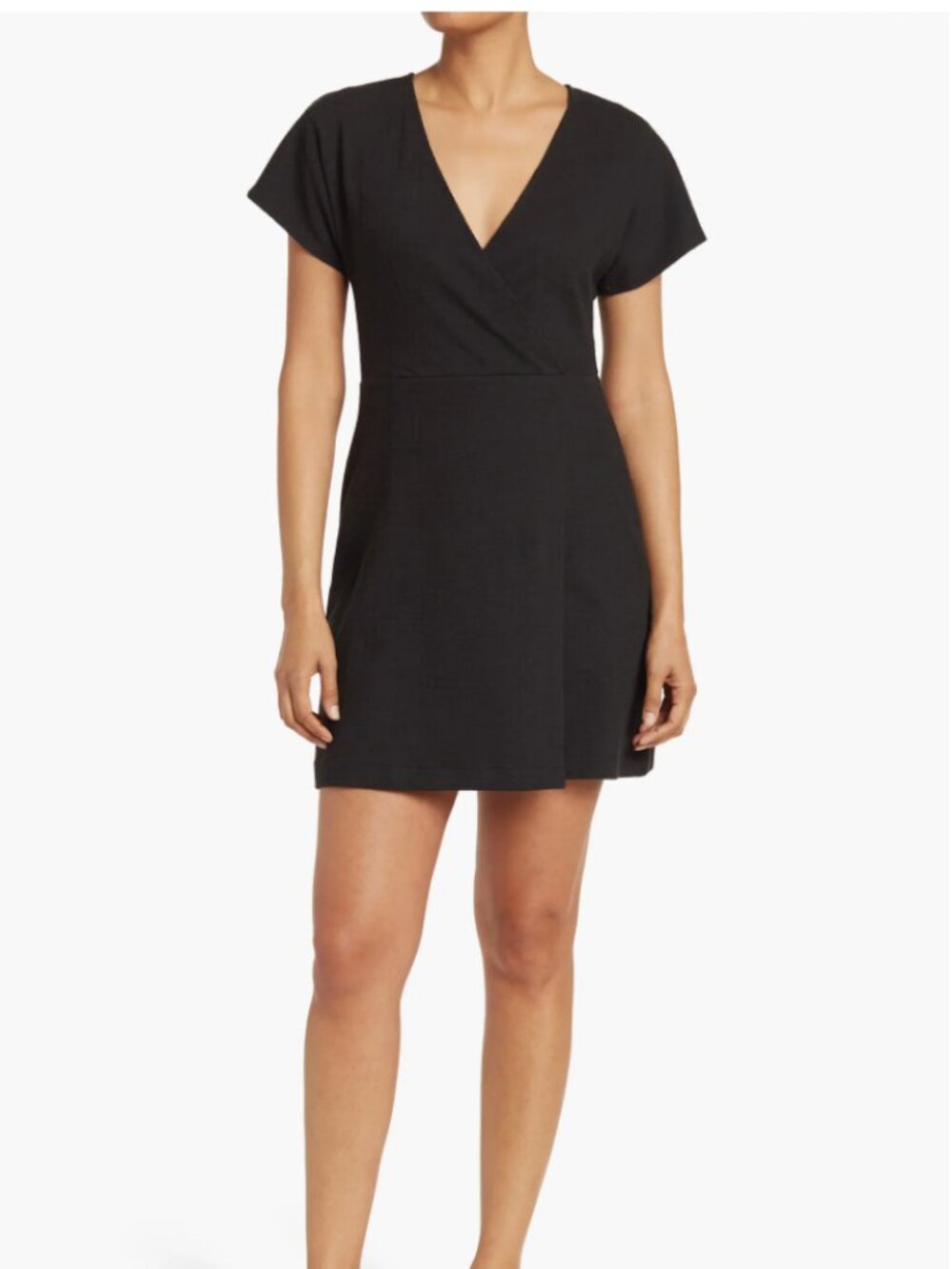 Madewell Cross-Front Flutter-Sleeve Mini Dress Black Small S